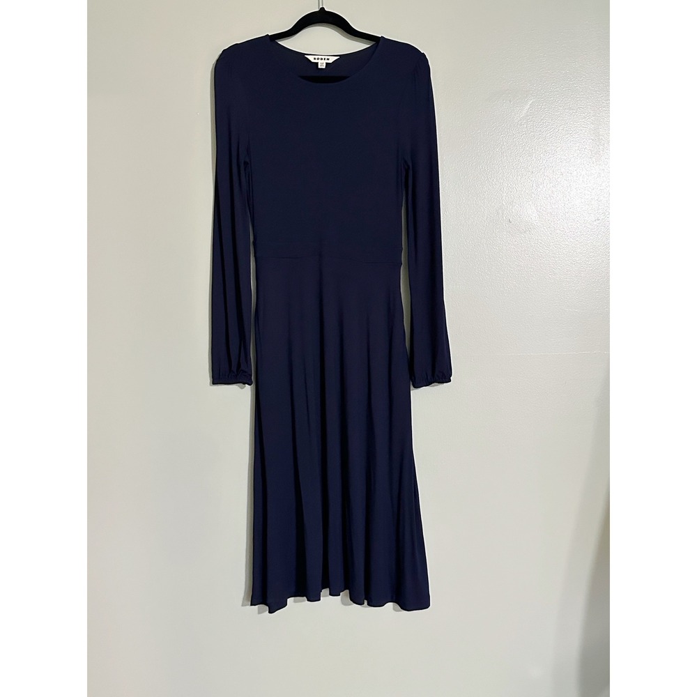 Boden Amelie Long Sleeve Knit Midi Dress in Navy Size 6